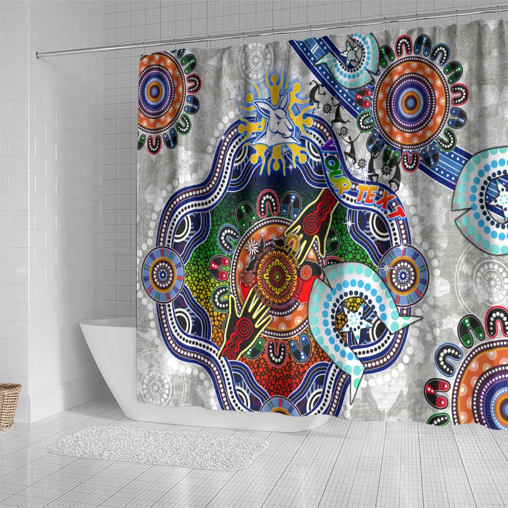 Custom NAIDOC Week 2024 North Melbourne Kangaroos Shower Curtain Australia Aboriginal Dot Painting