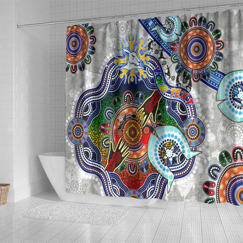 Custom NAIDOC Week 2024 North Melbourne Kangaroos Shower Curtain Australia Aboriginal Dot Painting