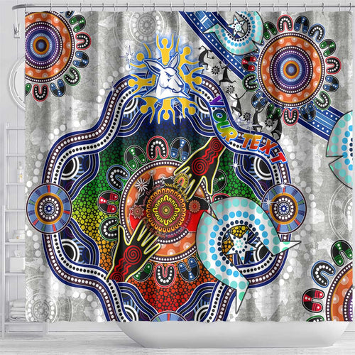 Custom NAIDOC Week 2024 North Melbourne Kangaroos Shower Curtain Australia Aboriginal Dot Painting