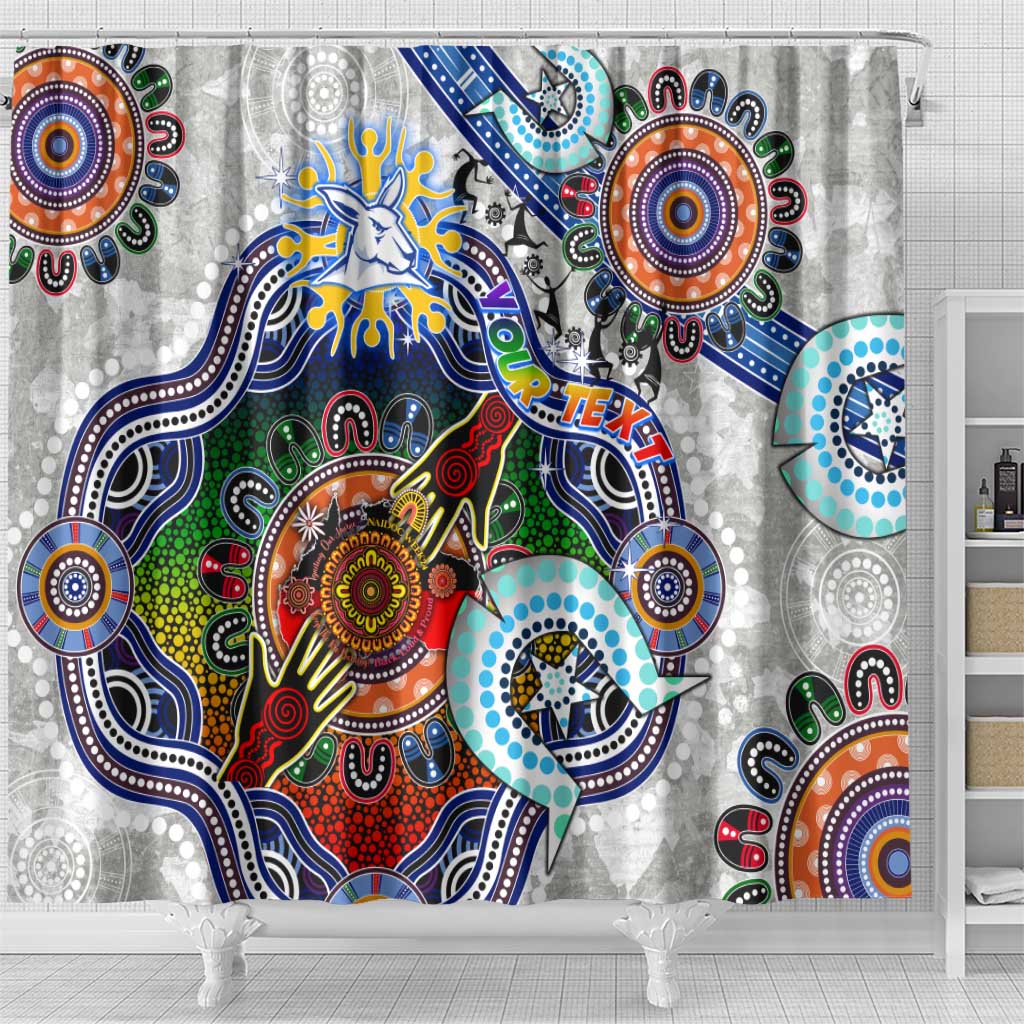 Custom NAIDOC Week 2024 North Melbourne Kangaroos Shower Curtain Australia Aboriginal Dot Painting
