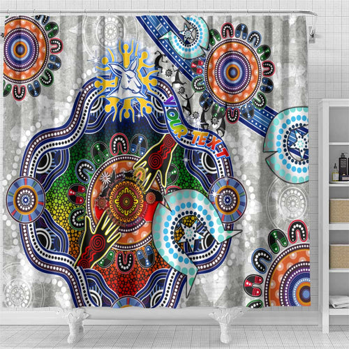Custom NAIDOC Week 2024 North Melbourne Kangaroos Shower Curtain Australia Aboriginal Dot Painting
