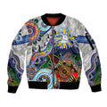 Custom NAIDOC Week 2024 North Melbourne Kangaroos Sleeve Zip Bomber Jacket Australia Aboriginal Dot Painting