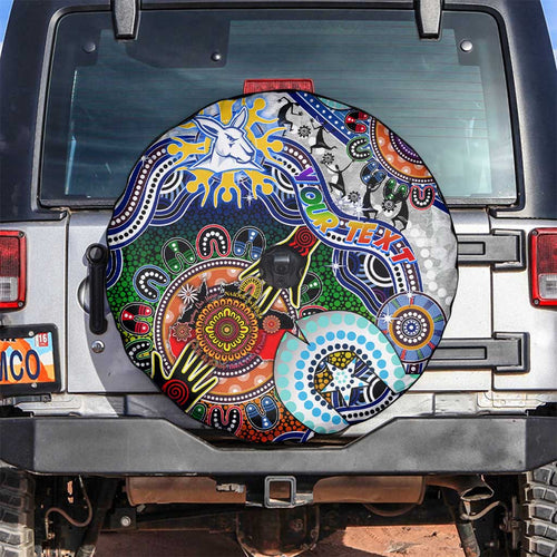 Custom NAIDOC Week 2024 North Melbourne Kangaroos Spare Tire Cover Australia Aboriginal Dot Painting