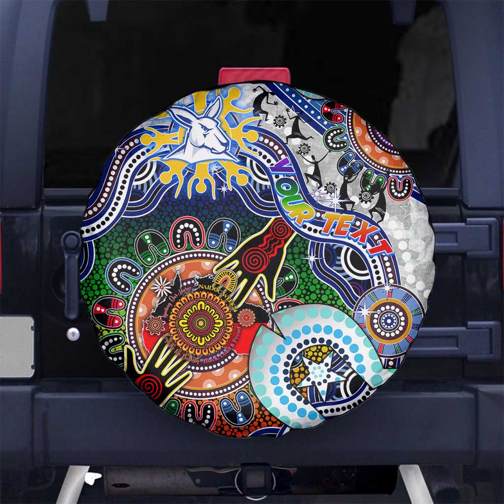 Custom NAIDOC Week 2024 North Melbourne Kangaroos Spare Tire Cover Australia Aboriginal Dot Painting