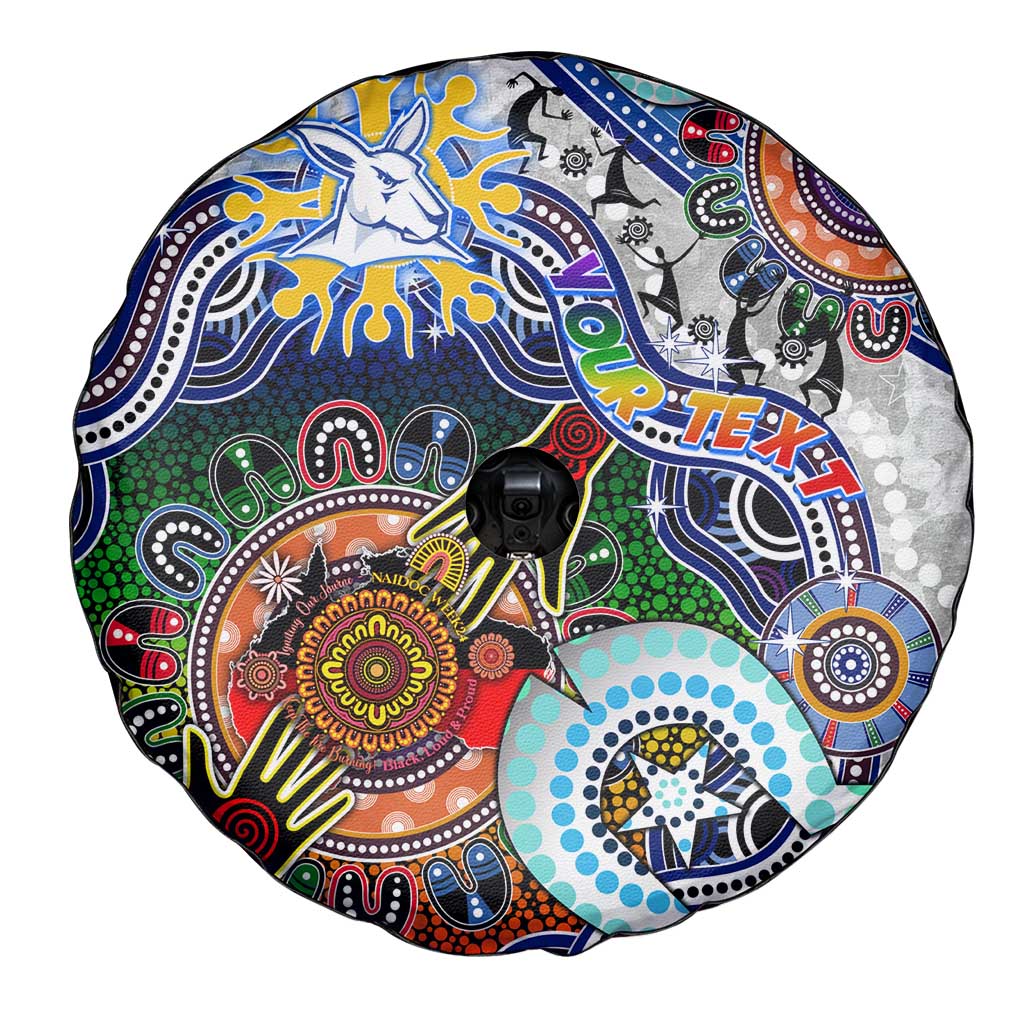 Custom NAIDOC Week 2024 North Melbourne Kangaroos Spare Tire Cover Australia Aboriginal Dot Painting
