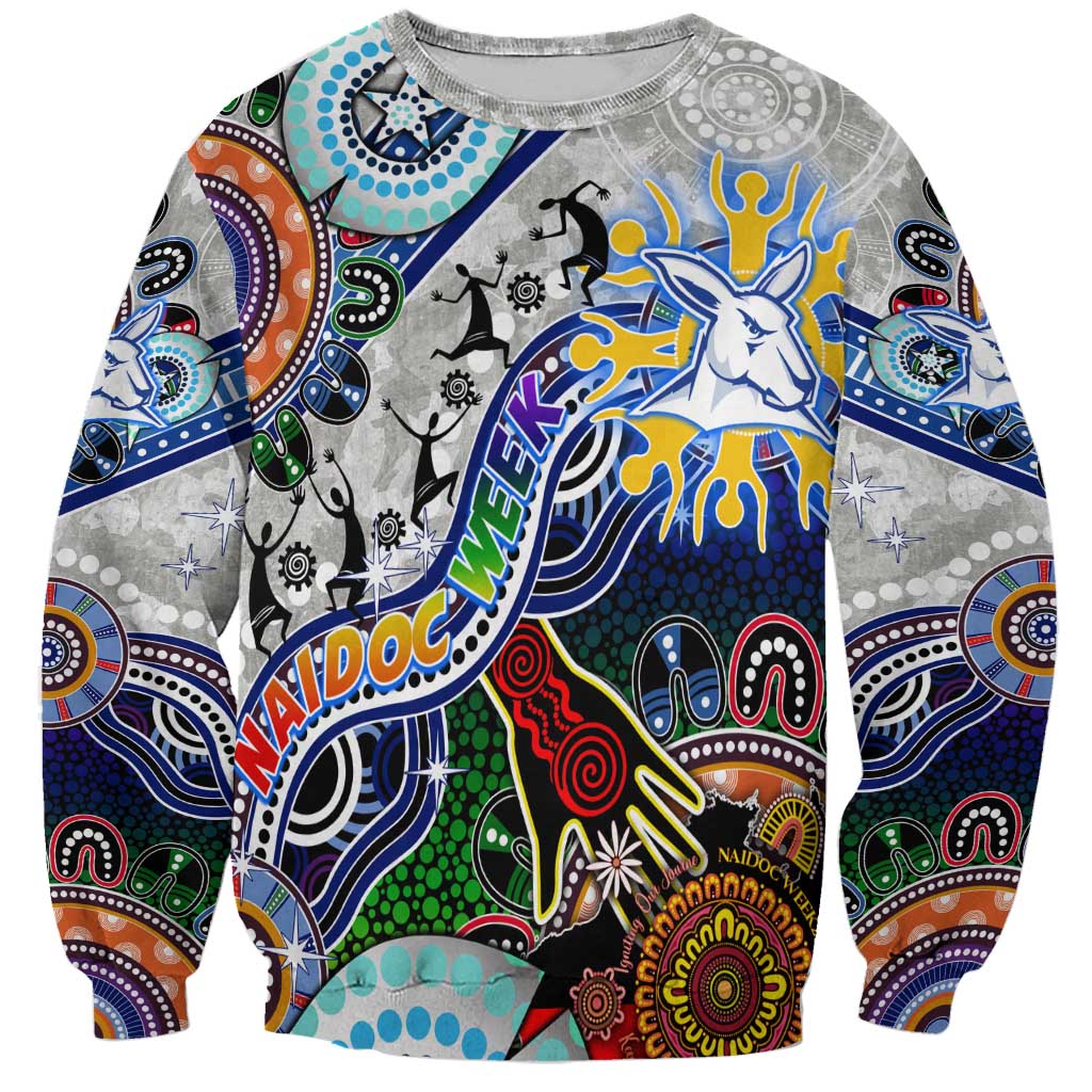 Custom NAIDOC Week 2024 North Melbourne Kangaroos Sweatshirt Australia Aboriginal Dot Painting