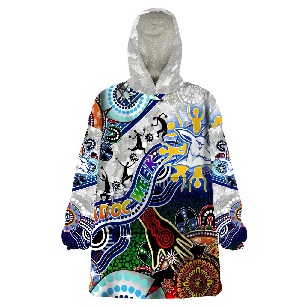 Custom NAIDOC Week 2024 North Melbourne Kangaroos Wearable Blanket Hoodie Australia Aboriginal Dot Painting