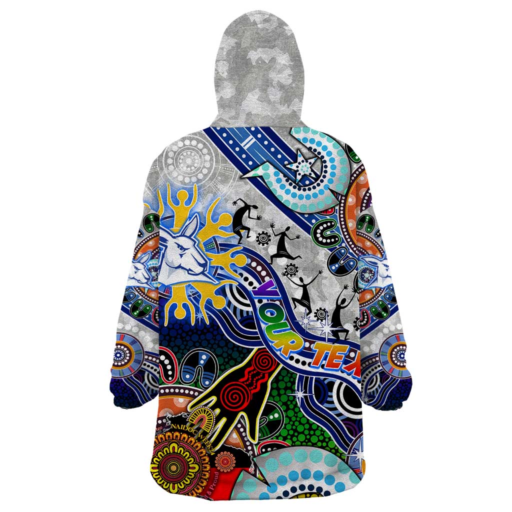 Custom NAIDOC Week 2024 North Melbourne Kangaroos Wearable Blanket Hoodie Australia Aboriginal Dot Painting