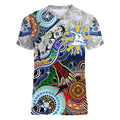Custom NAIDOC Week 2024 North Melbourne Kangaroos Women V-Neck T-Shirt Australia Aboriginal Dot Painting