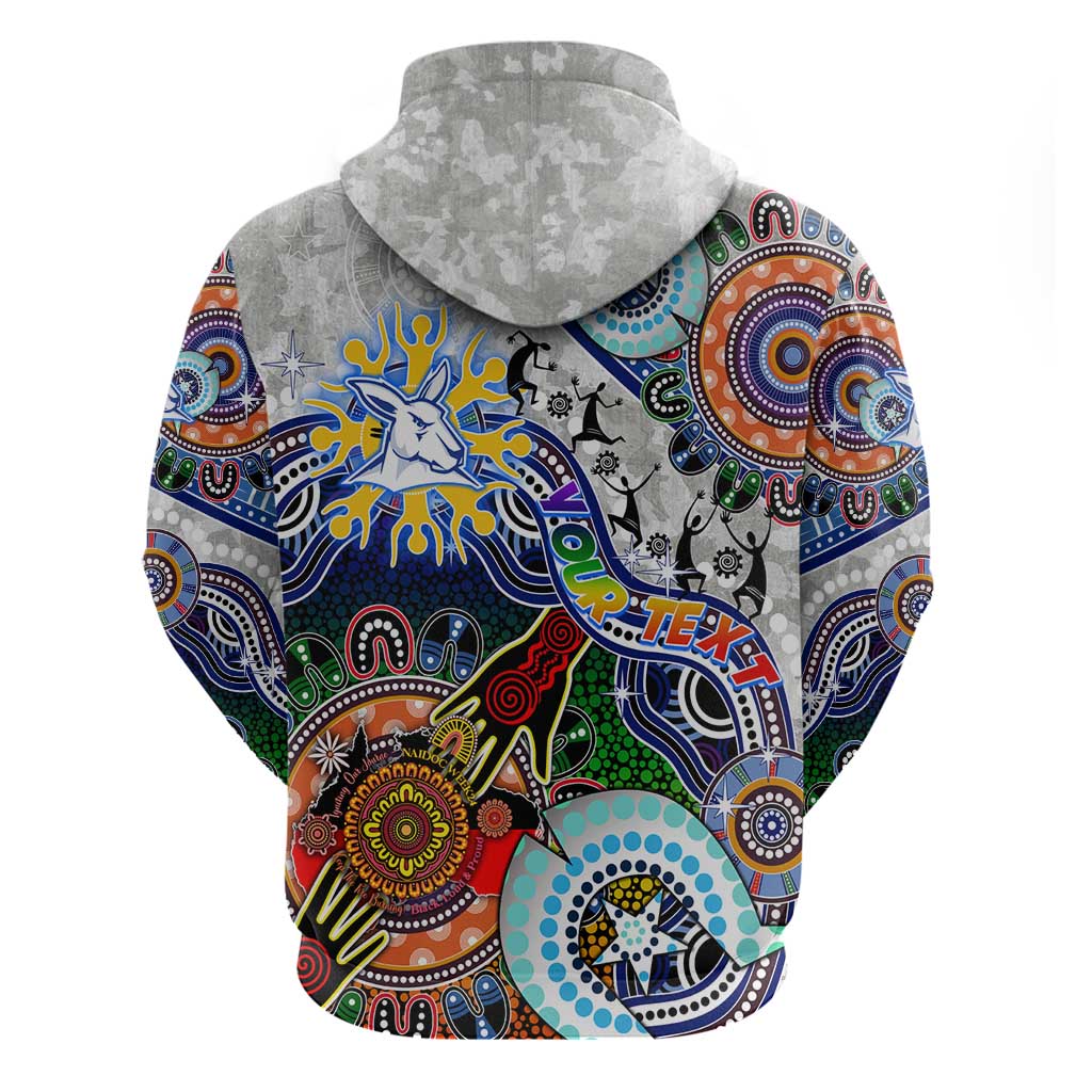 Custom NAIDOC Week 2024 North Melbourne Kangaroos Zip Hoodie Australia Aboriginal Dot Painting