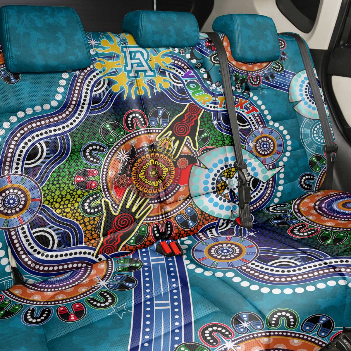 Custom NAIDOC Week 2024 Port Adelaide Power Back Car Seat Cover Australia Aboriginal Dot Painting