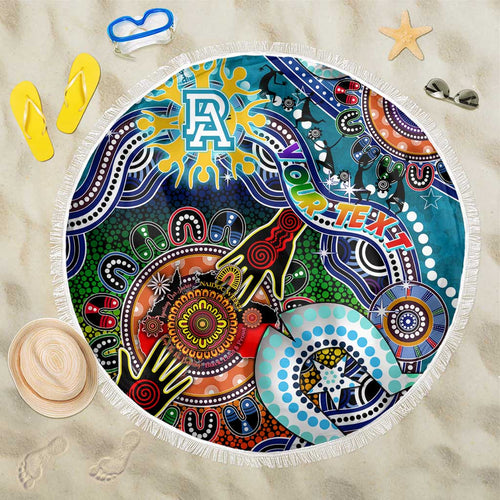 Custom NAIDOC Week 2024 Port Adelaide Power Beach Blanket Australia Aboriginal Dot Painting