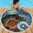 Custom NAIDOC Week 2024 Port Adelaide Power Beach Blanket Australia Aboriginal Dot Painting