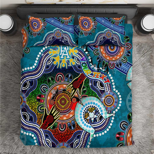 Custom NAIDOC Week 2024 Port Adelaide Power Bedding Set Australia Aboriginal Dot Painting
