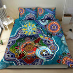 Custom NAIDOC Week 2024 Port Adelaide Power Bedding Set Australia Aboriginal Dot Painting