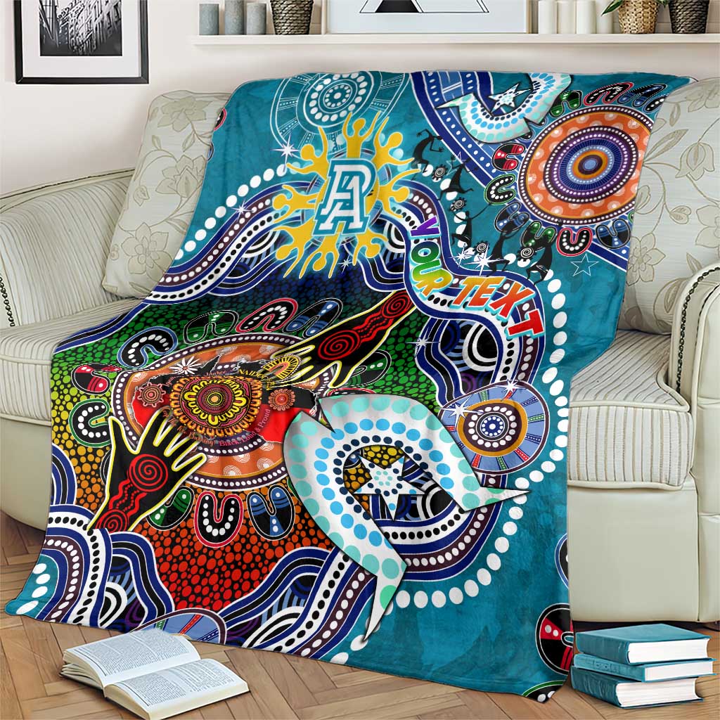 Custom NAIDOC Week 2024 Port Adelaide Power Blanket Australia Aboriginal Dot Painting