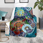 Custom NAIDOC Week 2024 Port Adelaide Power Blanket Australia Aboriginal Dot Painting