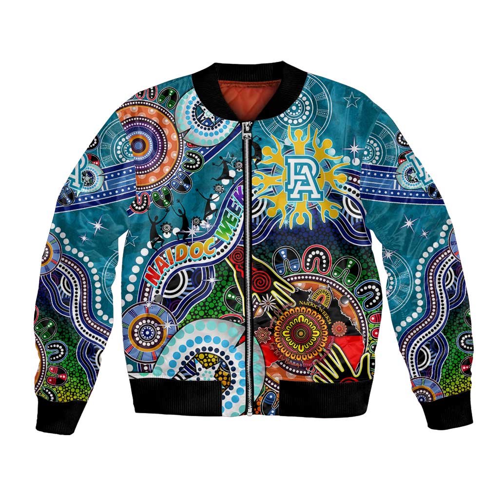 Custom NAIDOC Week 2024 Port Adelaide Power Bomber Jacket Australia Aboriginal Dot Painting