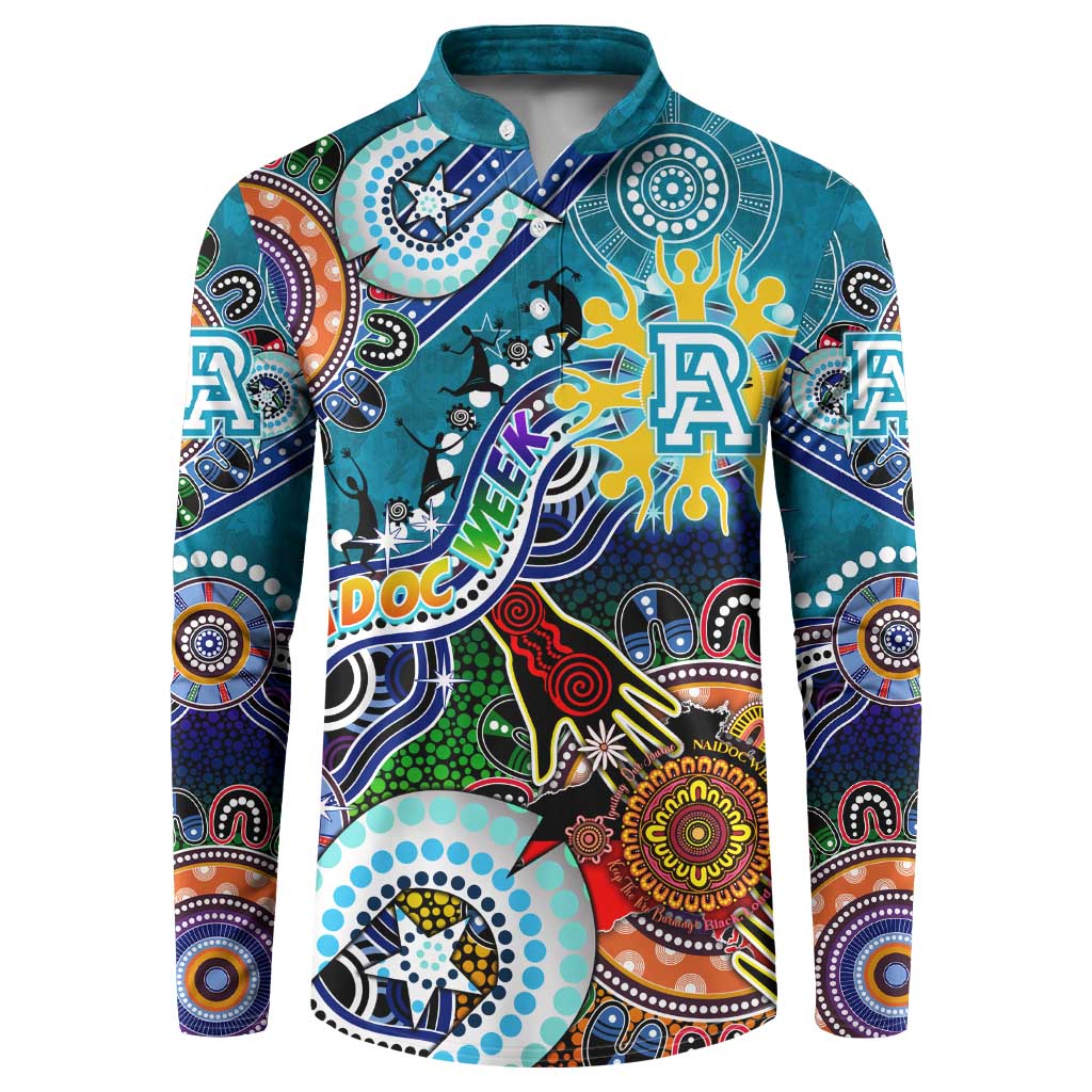 Custom NAIDOC Week 2024 Port Adelaide Power Button Sweatshirt Australia Aboriginal Dot Painting