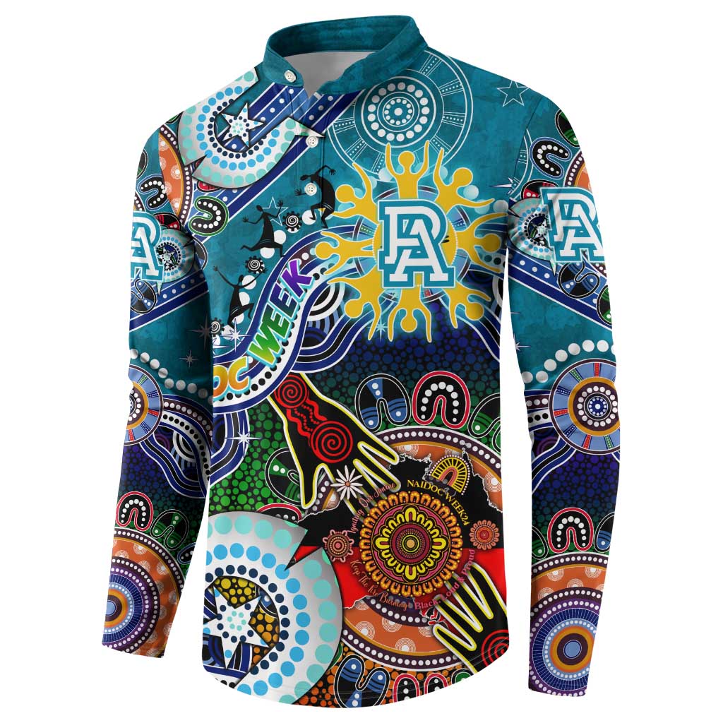 Custom NAIDOC Week 2024 Port Adelaide Power Button Sweatshirt Australia Aboriginal Dot Painting