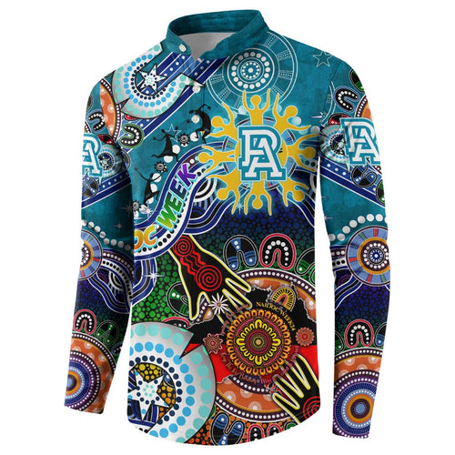 Custom NAIDOC Week 2024 Port Adelaide Power Button Sweatshirt Australia Aboriginal Dot Painting