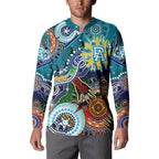 Custom NAIDOC Week 2024 Port Adelaide Power Button Sweatshirt Australia Aboriginal Dot Painting