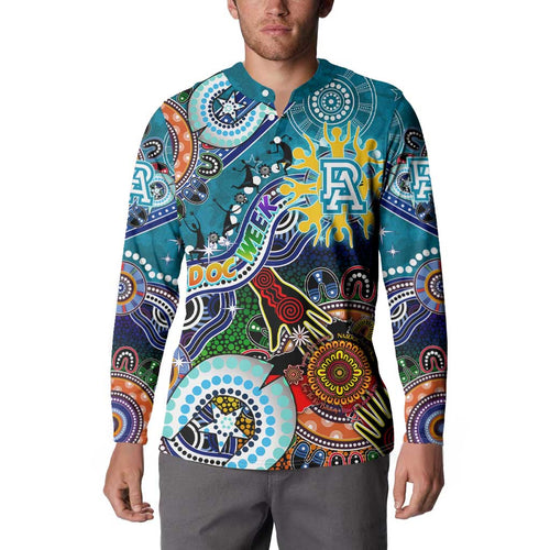 Custom NAIDOC Week 2024 Port Adelaide Power Button Sweatshirt Australia Aboriginal Dot Painting
