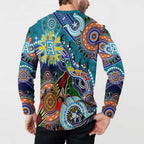 Custom NAIDOC Week 2024 Port Adelaide Power Button Sweatshirt Australia Aboriginal Dot Painting