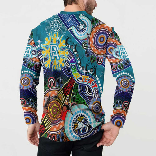 Custom NAIDOC Week 2024 Port Adelaide Power Button Sweatshirt Australia Aboriginal Dot Painting