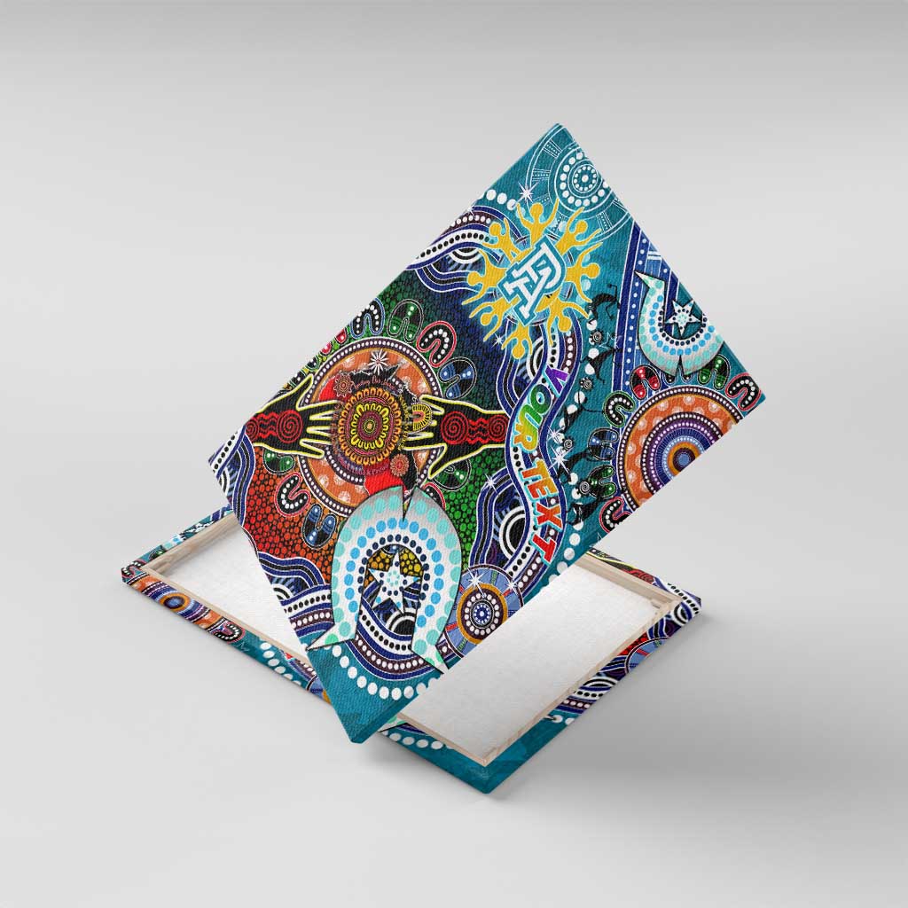 Custom NAIDOC Week 2024 Port Adelaide Power Canvas Wall Art Australia Aboriginal Dot Painting