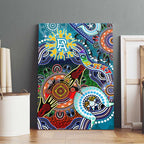 Custom NAIDOC Week 2024 Port Adelaide Power Canvas Wall Art Australia Aboriginal Dot Painting
