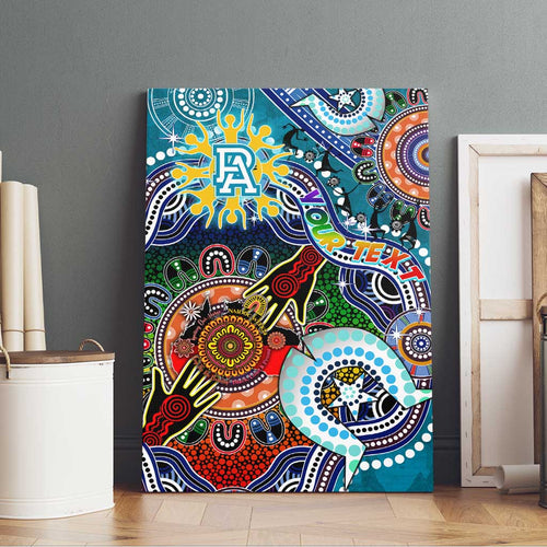Custom NAIDOC Week 2024 Port Adelaide Power Canvas Wall Art Australia Aboriginal Dot Painting