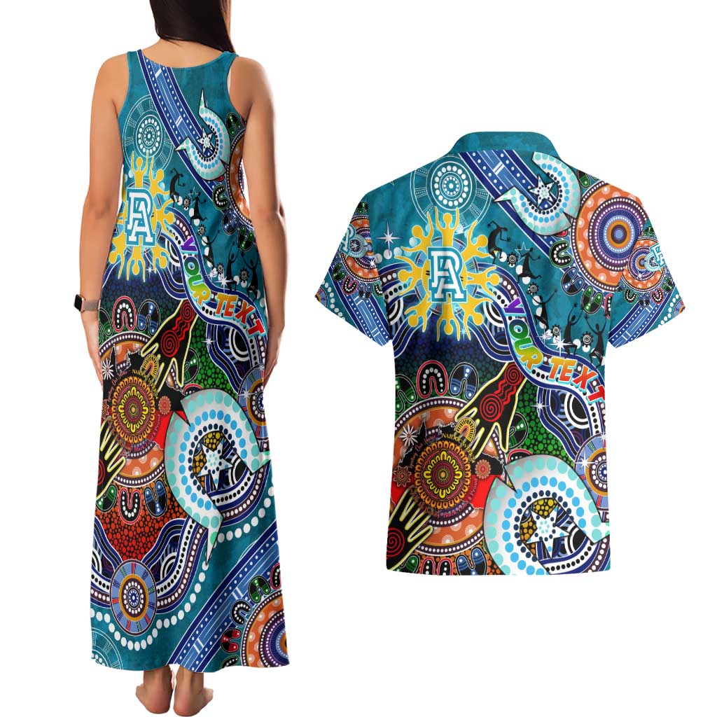 Custom NAIDOC Week 2024 Port Adelaide Power Couples Matching Tank Maxi Dress and Hawaiian Shirt Australia Aboriginal Dot Painting