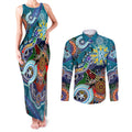 Custom NAIDOC Week 2024 Port Adelaide Power Couples Matching Tank Maxi Dress and Long Sleeve Button Shirt Australia Aboriginal Dot Painting