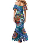 Custom NAIDOC Week 2024 Port Adelaide Power Family Matching Mermaid Dress and Hawaiian Shirt Australia Aboriginal Dot Painting