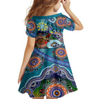 Custom NAIDOC Week 2024 Port Adelaide Power Family Matching Off Shoulder Maxi Dress and Hawaiian Shirt Australia Aboriginal Dot Painting