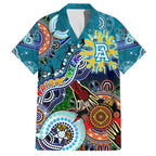 Custom NAIDOC Week 2024 Port Adelaide Power Family Matching Off Shoulder Maxi Dress and Hawaiian Shirt Australia Aboriginal Dot Painting