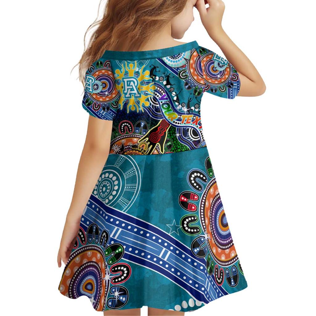 Custom NAIDOC Week 2024 Port Adelaide Power Family Matching Off Shoulder Short Dress and Hawaiian Shirt Australia Aboriginal Dot Painting