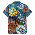 Custom NAIDOC Week 2024 Port Adelaide Power Family Matching Puletasi and Hawaiian Shirt Australia Aboriginal Dot Painting