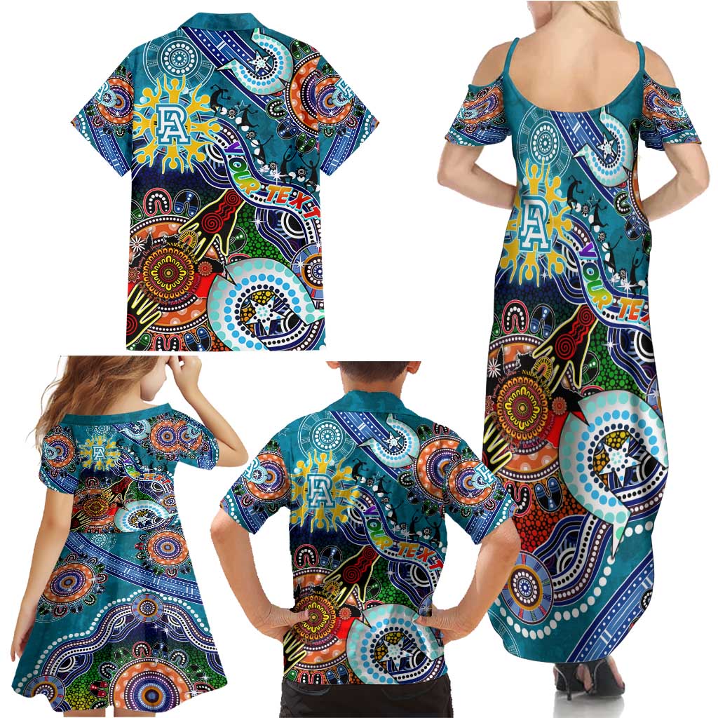 Custom NAIDOC Week 2024 Port Adelaide Power Family Matching Summer Maxi Dress and Hawaiian Shirt Australia Aboriginal Dot Painting