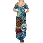 Custom NAIDOC Week 2024 Port Adelaide Power Family Matching Summer Maxi Dress and Hawaiian Shirt Australia Aboriginal Dot Painting