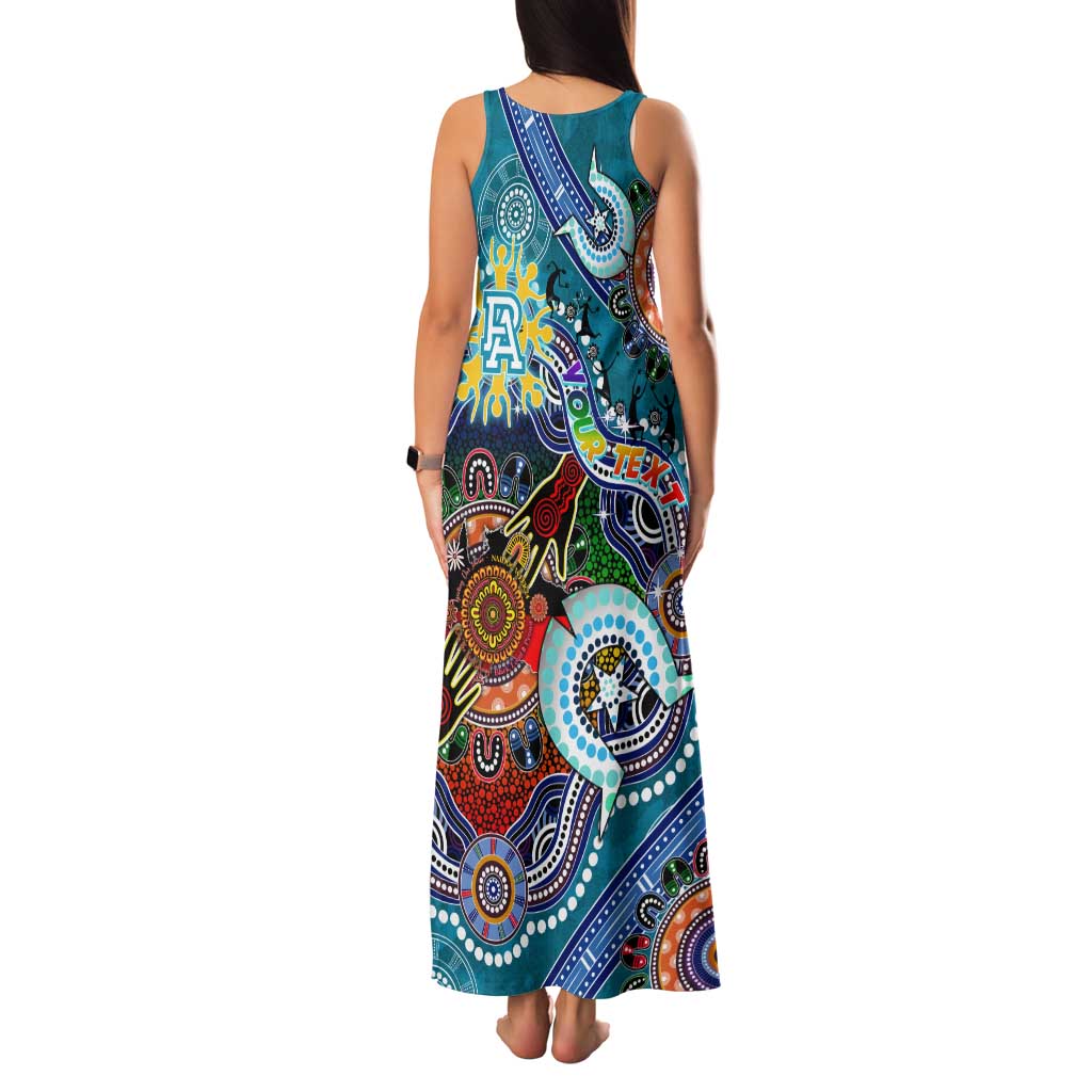 Custom NAIDOC Week 2024 Port Adelaide Power Family Matching Tank Maxi Dress and Hawaiian Shirt Australia Aboriginal Dot Painting