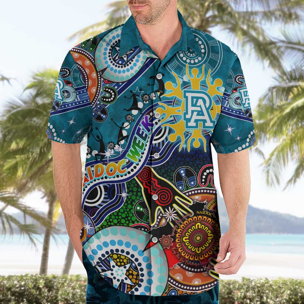 Custom NAIDOC Week 2024 Port Adelaide Power Hawaiian Shirt Australia Aboriginal Dot Painting
