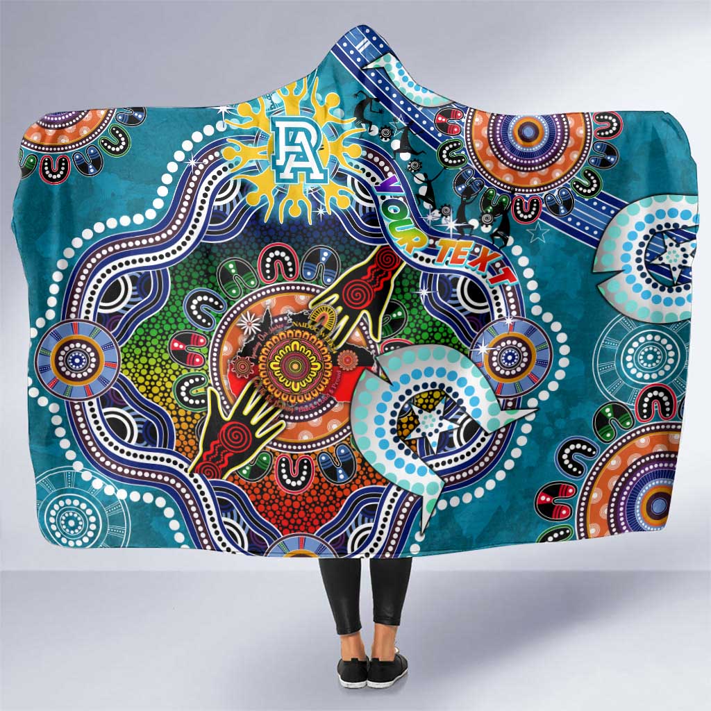 Custom NAIDOC Week 2024 Port Adelaide Power Hooded Blanket Australia Aboriginal Dot Painting