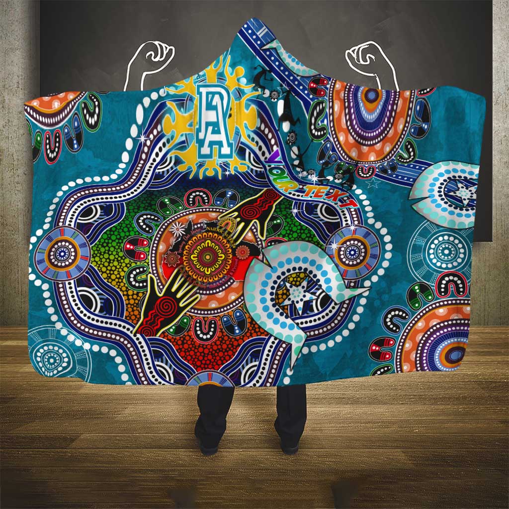 Custom NAIDOC Week 2024 Port Adelaide Power Hooded Blanket Australia Aboriginal Dot Painting