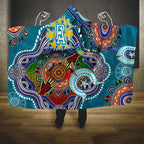 Custom NAIDOC Week 2024 Port Adelaide Power Hooded Blanket Australia Aboriginal Dot Painting