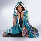 Custom NAIDOC Week 2024 Port Adelaide Power Hooded Blanket Australia Aboriginal Dot Painting