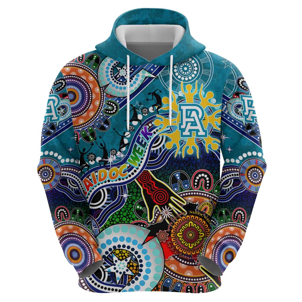 Custom NAIDOC Week 2024 Port Adelaide Power Hoodie Australia Aboriginal Dot Painting
