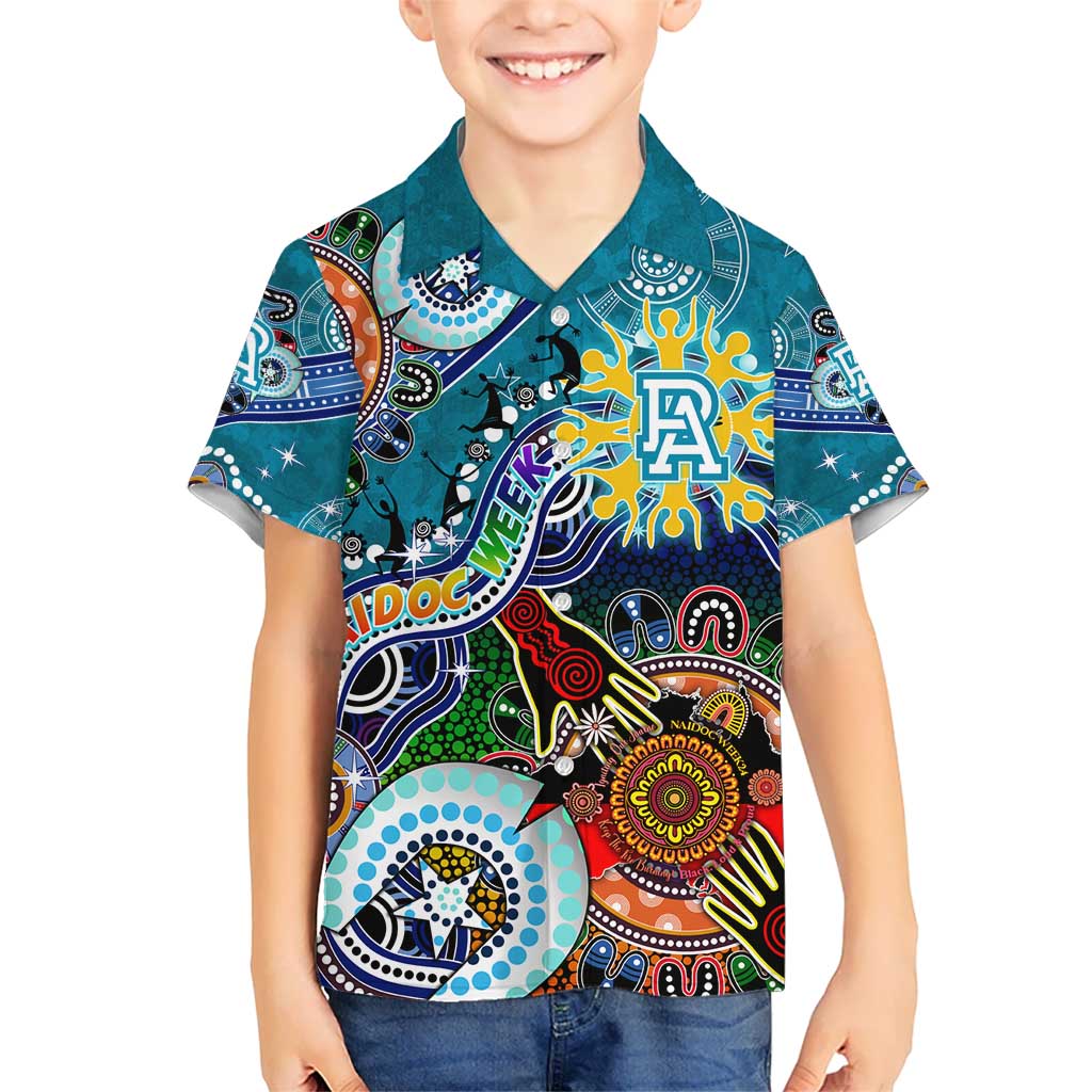 Custom NAIDOC Week 2024 Port Adelaide Power Kid Hawaiian Shirt Australia Aboriginal Dot Painting