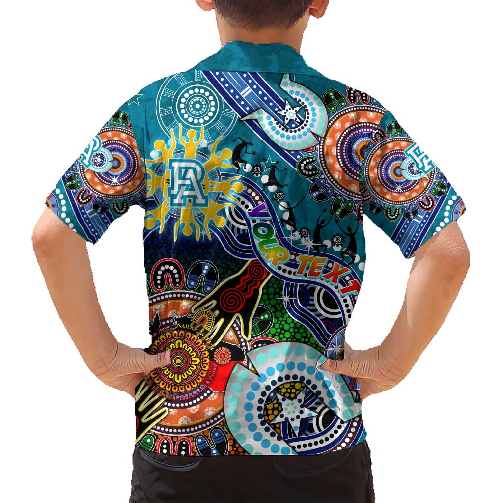 Custom NAIDOC Week 2024 Port Adelaide Power Kid Hawaiian Shirt Australia Aboriginal Dot Painting